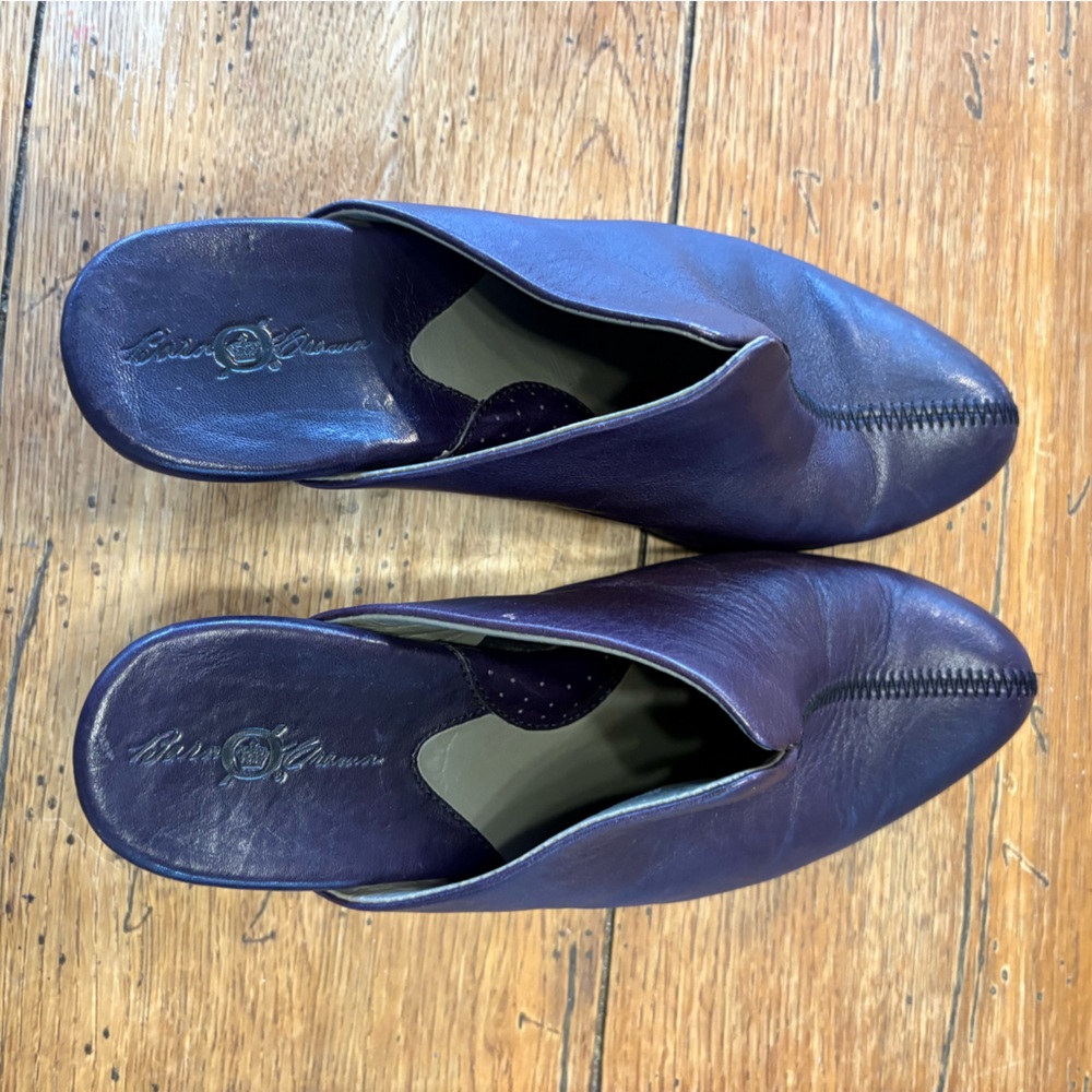 BORN DEEP PLUM PURPLE LEATHER COMFORT CLOG HEELS SLIP ON SHOES WOMENS SIZE 8/39